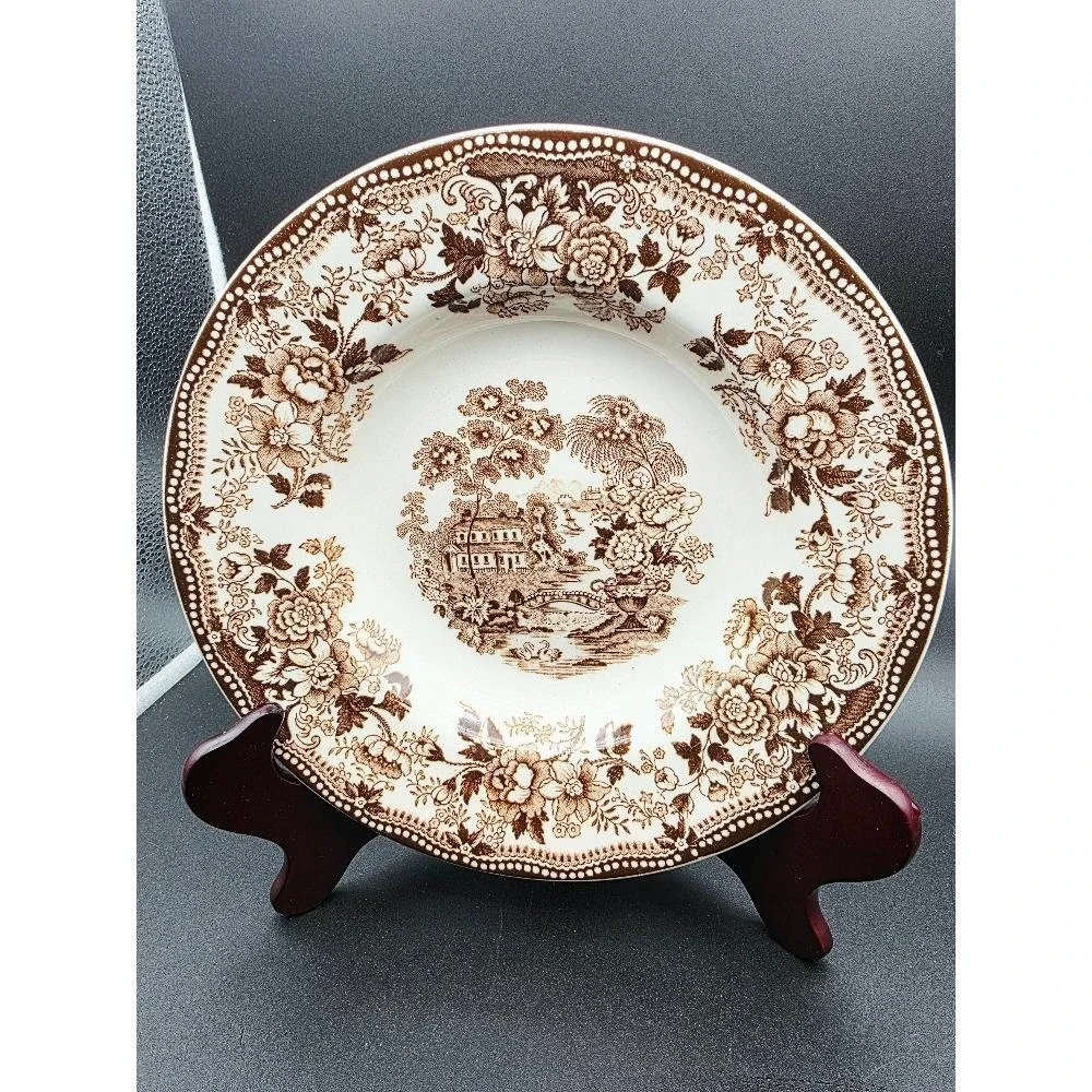 Vintage‎ Royal Staffordshire Tonquin Dinnerware 2 Soup Bowls Clarice Cliff Brown